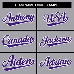Gray Purple-White Classic Varsity Full-Snap Letterman Jacket 3