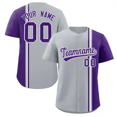 Gray Purple-White Color Block Authentic Baseball Jersey