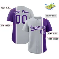 Gray Purple-White Color Block Authentic Baseball Jersey 2