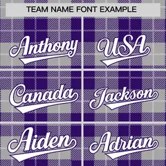 Gray Purple-White Plaid Varsity Letterman Baseball Jacket 3