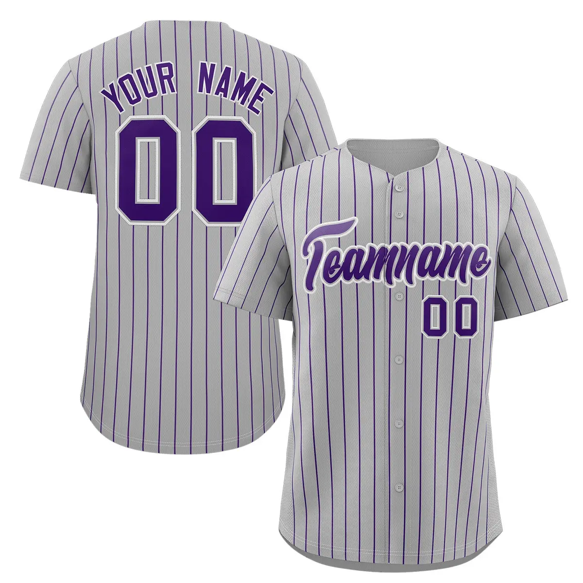 Gray Purple-White Stripe Authentic Fashion Baseball Jersey
