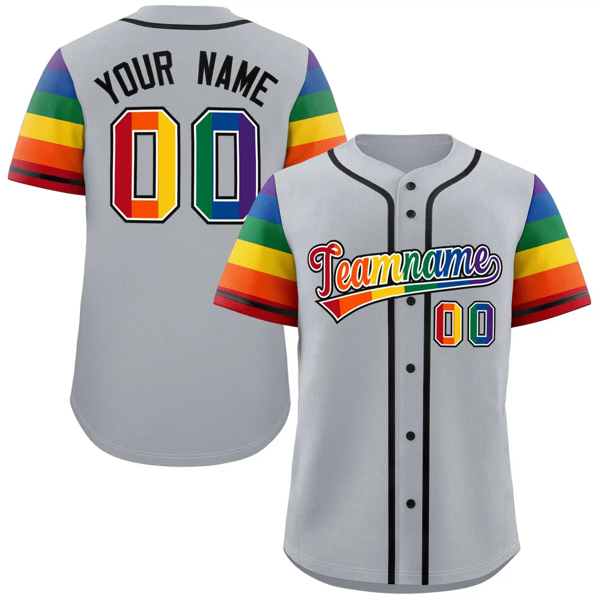Gray Rainbow Pride Month Raglan Baseball Jersey