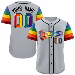 Gray Rainbow Pride Month Raglan Baseball Jersey 1