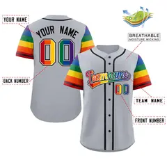 Gray Rainbow Pride Month Raglan Baseball Jersey 2