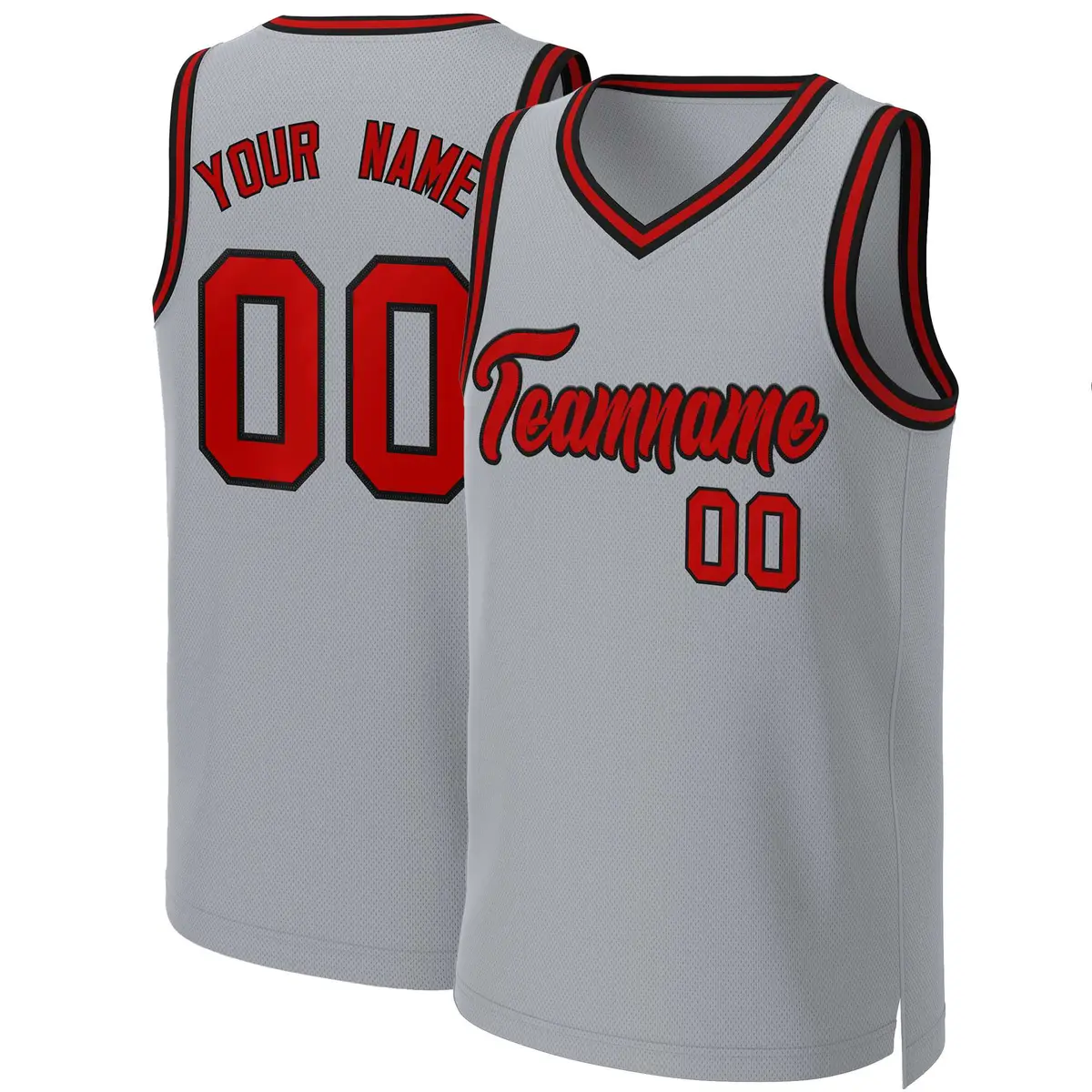 Gray Red-Black Classic Basketball Jersey