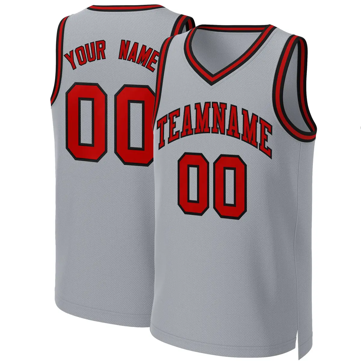 Gray Red-Black Classic Basketball Jersey
