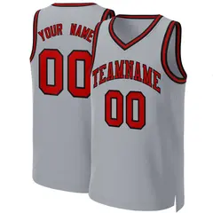 Gray Red-Black Classic Basketball Jersey 1