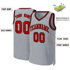 Gray Red-Black Classic Basketball Jersey 2