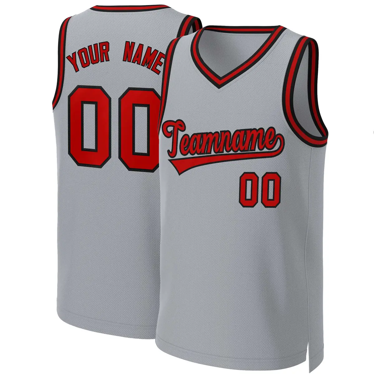 Gray Red-Black Classic Basketball Jersey