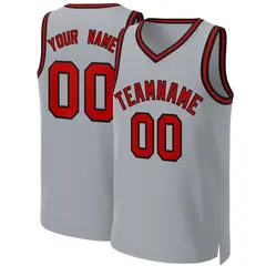 Gray Red-Black Classic Basketball Jersey 1
