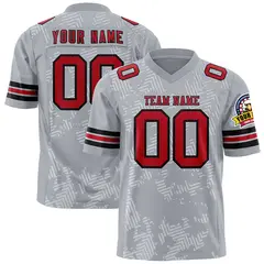 Gray Red-Black Graffiti Line Football Jersey