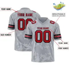 Gray Red-Black Graffiti Line Football Jersey 2