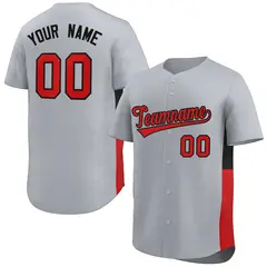 Gray Red-Black Side Two-Tone Authentic Baseball Jersey 1