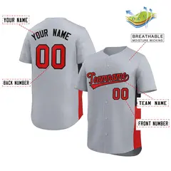 Gray Red-Black Side Two-Tone Authentic Baseball Jersey 2