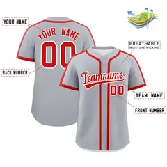 Gray Red Classic Authentic Baseball Jersey 2