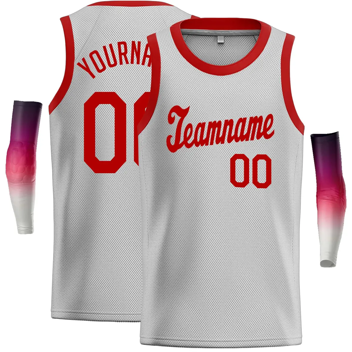 Gray Red Classic Casual Basketball Jersey