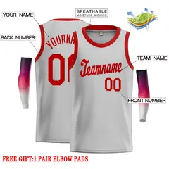 Gray Red Classic Casual Basketball Jersey 2