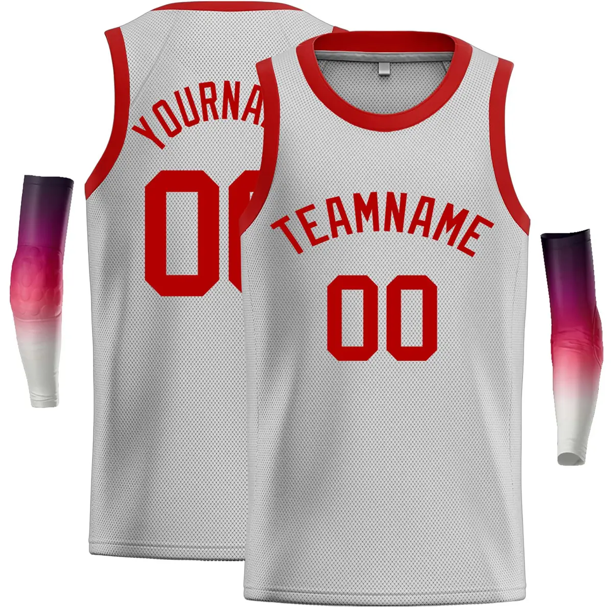 Gray Red Classic Casual Basketball Jersey