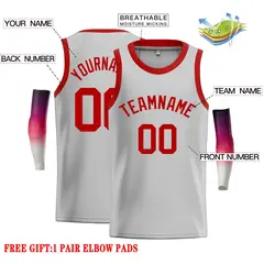 Gray Red Classic Casual Basketball Jersey 2