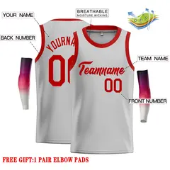 Gray Red Classic Casual Basketball Jersey 2