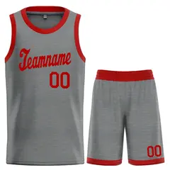 Gray Red Classic Sets Sports Basketball Jersey