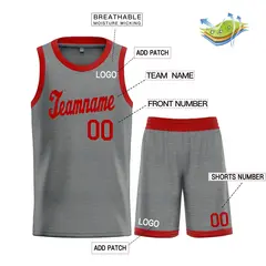 Gray Red Classic Sets Sports Basketball Jersey 3