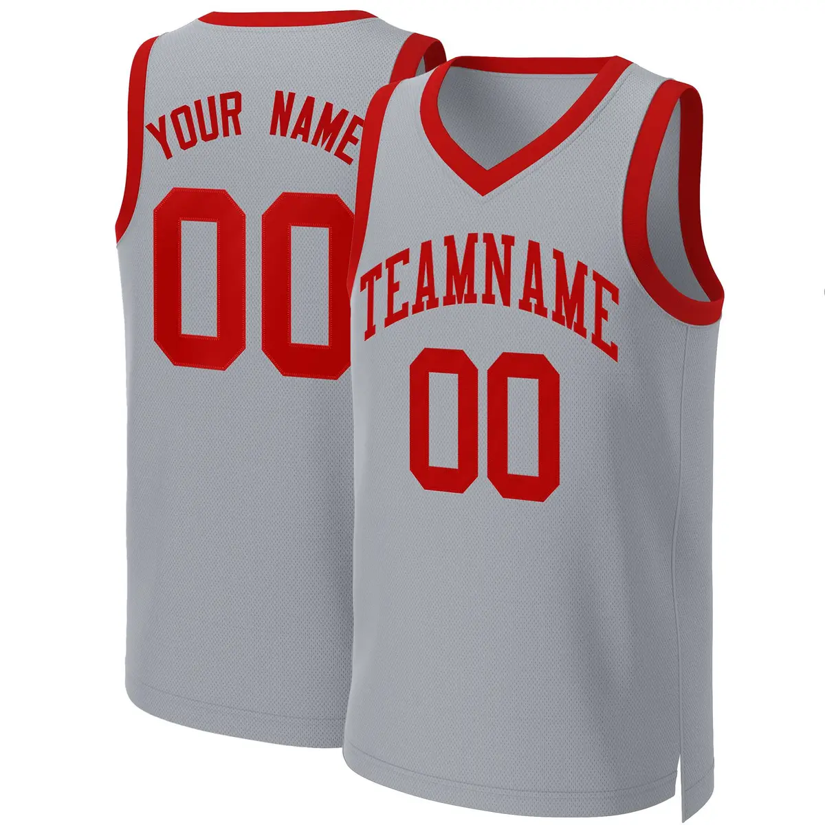 Gray Red Classic Team Basketball Jersey