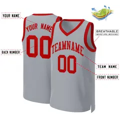 Gray Red Classic Team Basketball Jersey 2