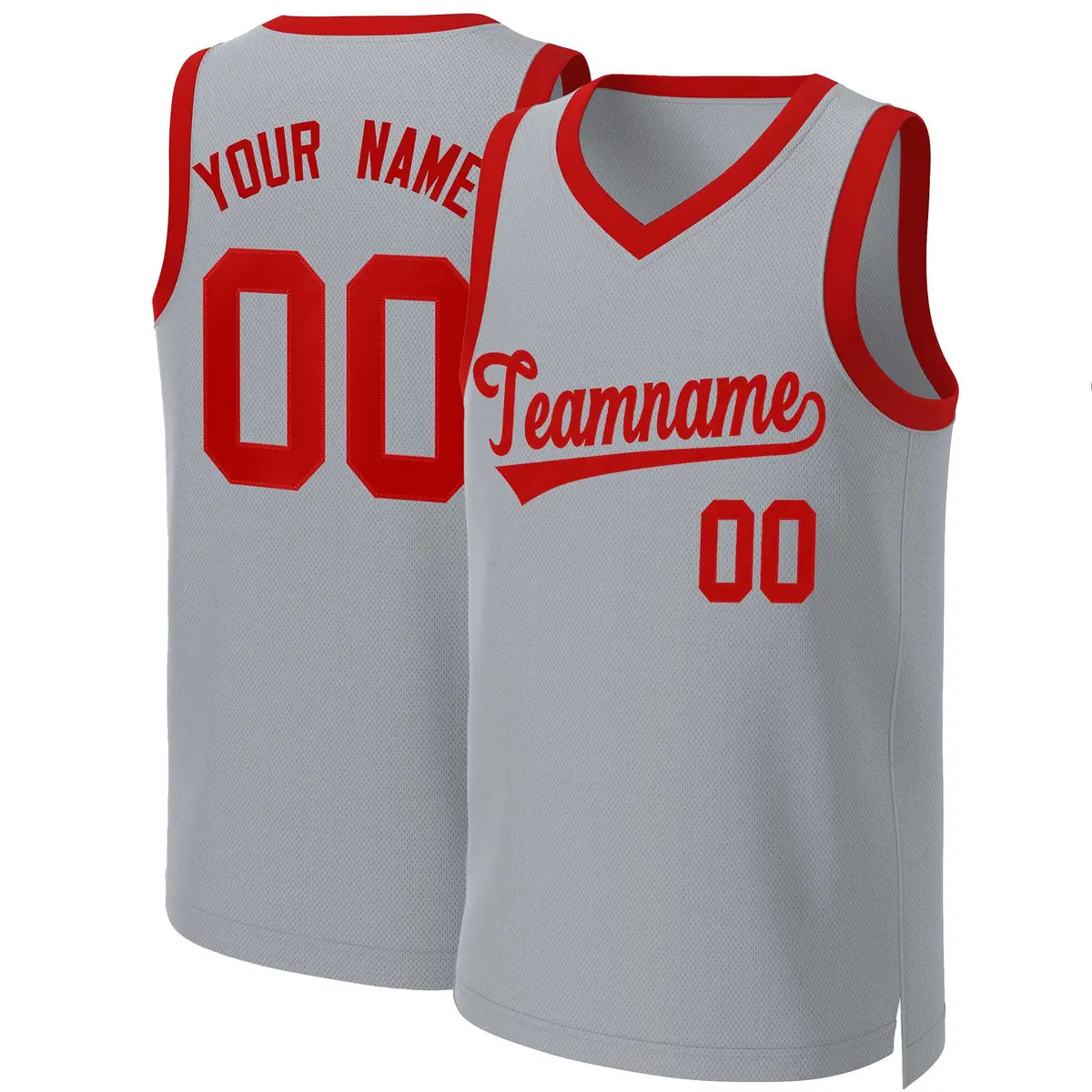 Gray Red Classic Team Basketball Jersey