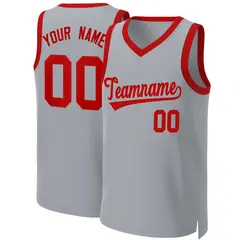 Gray Red Classic Team Basketball Jersey 1