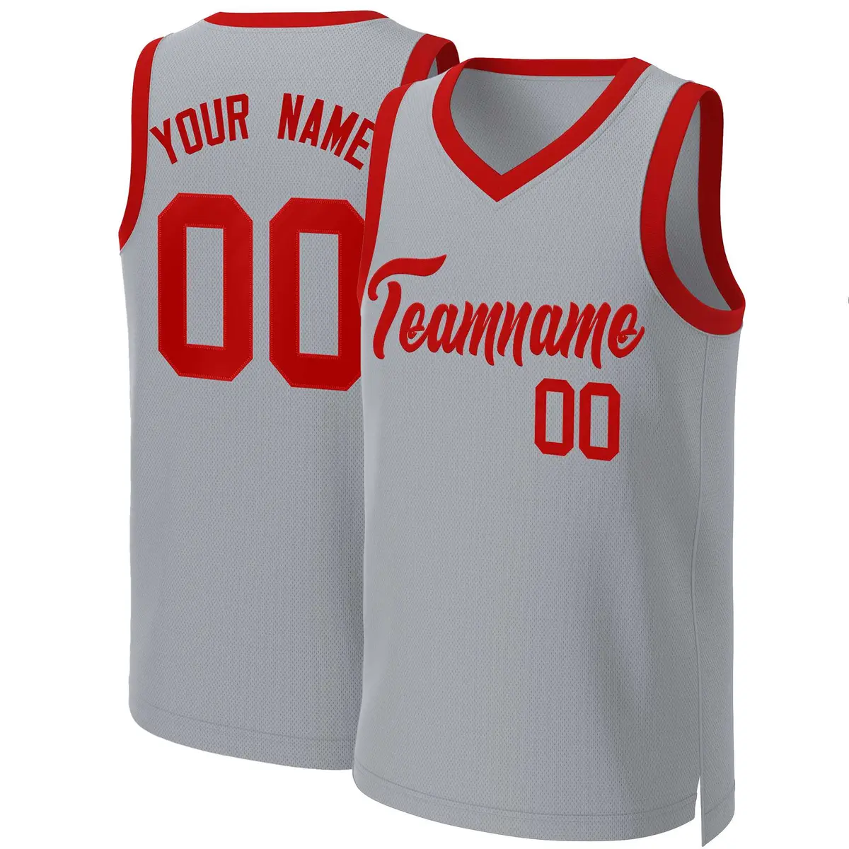 Gray Red Classic Team Basketball Jersey