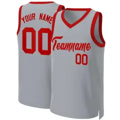 Gray Red Classic Team Basketball Jersey 1