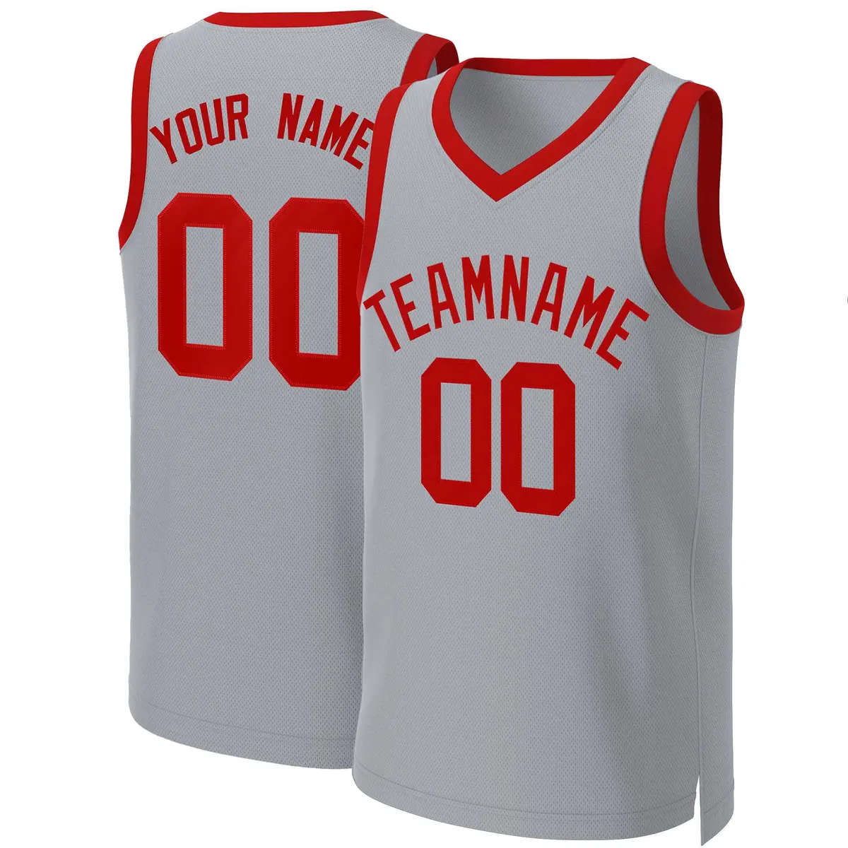 Gray Red Classic Team Basketball Jersey