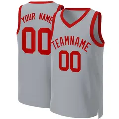 Gray Red Classic Team Basketball Jersey 1