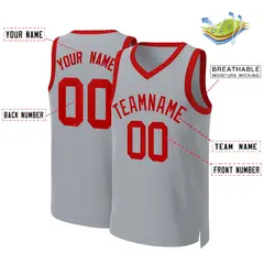 Gray Red Classic Team Basketball Jersey 2