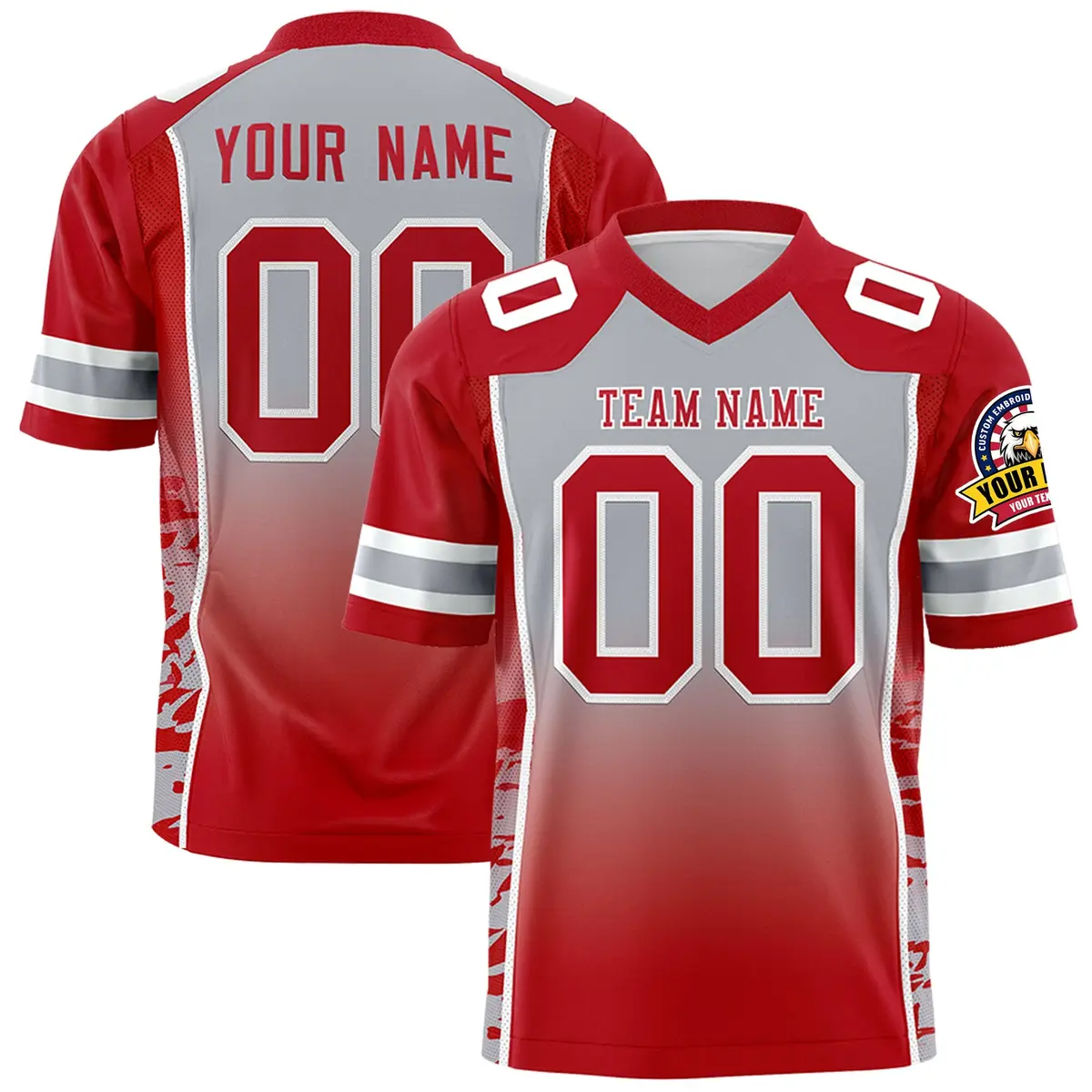 Gray Red Gradient Side Pattern Authentic Football Jersey