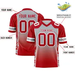 Gray Red Gradient Side Pattern Authentic Football Jersey 2