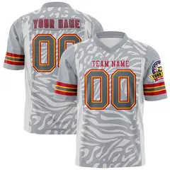 Gray Red-Gray Zebra Stripes Authentic Football Jersey