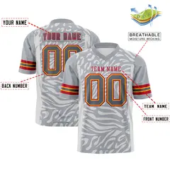 Gray Red-Gray Zebra Stripes Authentic Football Jersey 2