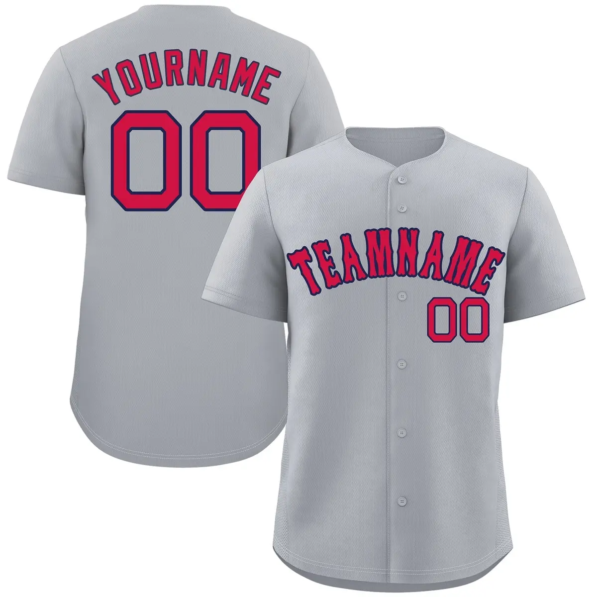 Gray Red-Navy Authentic Classic Baseball Jersey