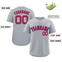 Gray Red-Navy Authentic Classic Baseball Jersey 2