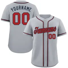 Gray Red-Navy Authentic Classic Baseball Jersey 1