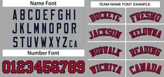 Gray Red-Navy Classic Striped Two-Button Softball Jersey 3
