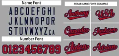 Gray Red-Navy Classic Striped Two-Button Softball Jersey 3