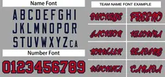 Gray Red-Navy Classic Striped Two-Button Softball Jersey 3