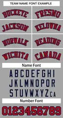 Gray Red-Navy Classic Striped Two-Button Softball Jersey 3
