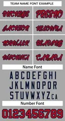 Gray Red-Navy Classic Striped Two-Button Softball Jersey 3