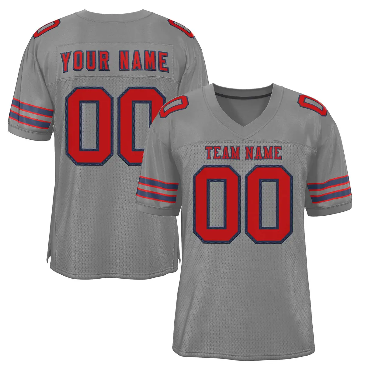 Gray Red-Navy Classic Style Authentic Football Jersey