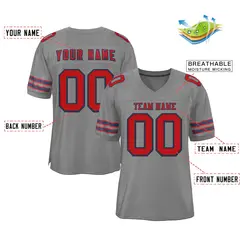 Gray Red-Navy Classic Style Authentic Football Jersey 2