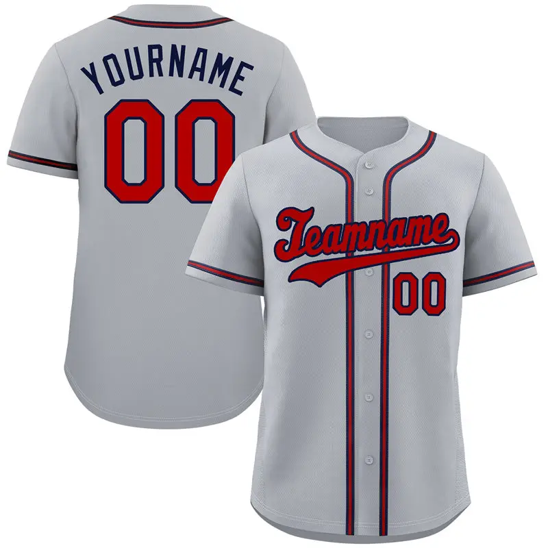 Gray Red-Navy Hook Classic Authentic Baseball Jersey